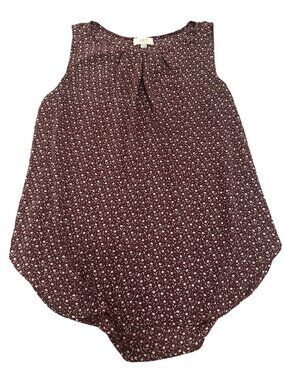 Ann Taylor Loft Blouse M Outlet Womens Sleeveless Burgundy Floral Print Cottage